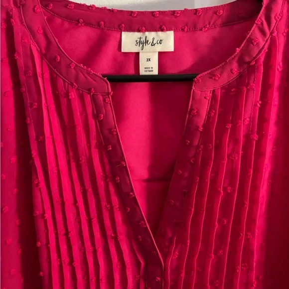 Style & Co. Women's pink Swiss dot chiffon top - Picture 2 of 4